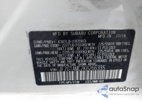 2019 Subaru Crosstrek 2.0I Limited from USA, damaged, VIN JF2GTAMC2K8266335